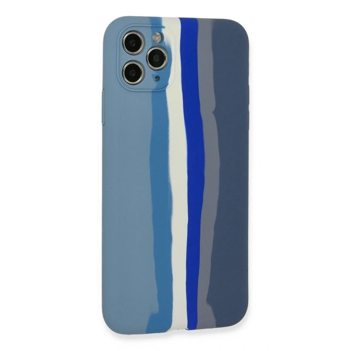 Mey İthalat®  iPhone 11 Pro Kılıf Ebruli Lansman Silikon - Mavi-Gri