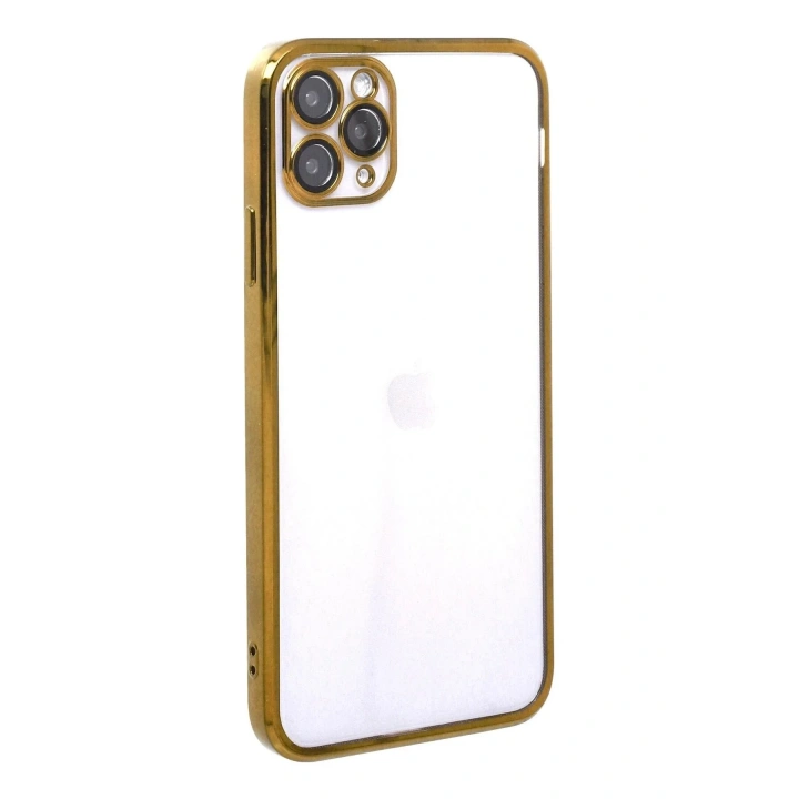 Mey İthalat®  iPhone 11 Pro Kılıf  Lensli Silikon - Gold