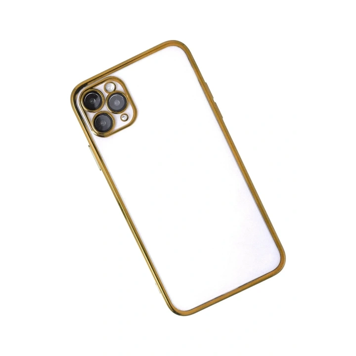 Mey İthalat®  iPhone 11 Pro Kılıf  Lensli Silikon - Gold