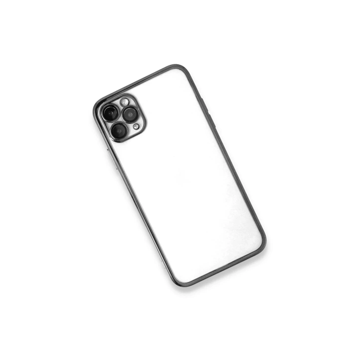 Mey İthalat®  iPhone 11 Pro Kılıf  Lensli Silikon - Gümüş