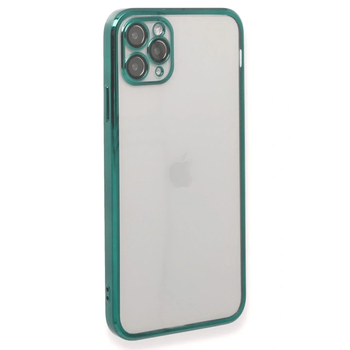 Mey İthalat®  iPhone 11 Pro Kılıf  Lensli Silikon - Yeşil