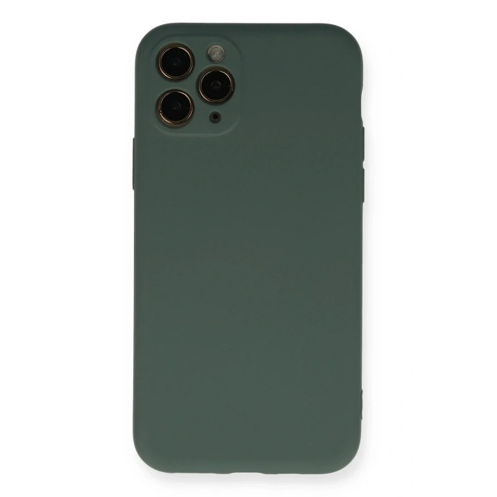 Mey İthalat®  iPhone 11 Pro Kılıf Nano içi Kadife Silikon - Koyu Yeşil