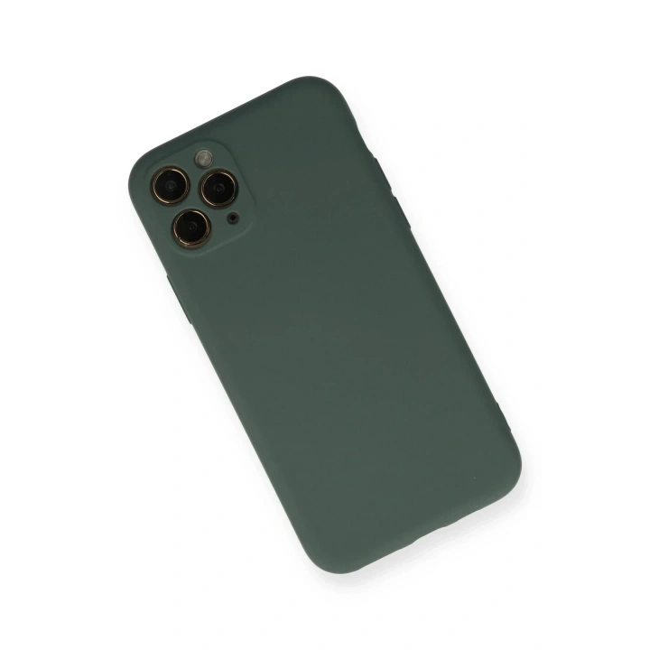 Mey İthalat®  iPhone 11 Pro Kılıf Nano içi Kadife Silikon - Koyu Yeşil
