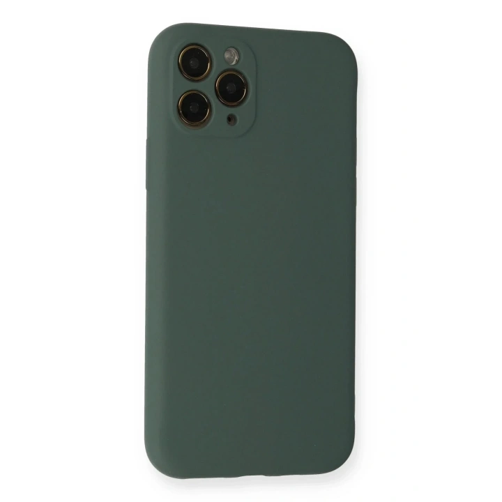 Mey İthalat®  iPhone 11 Pro Kılıf Nano içi Kadife Silikon - Koyu Yeşil