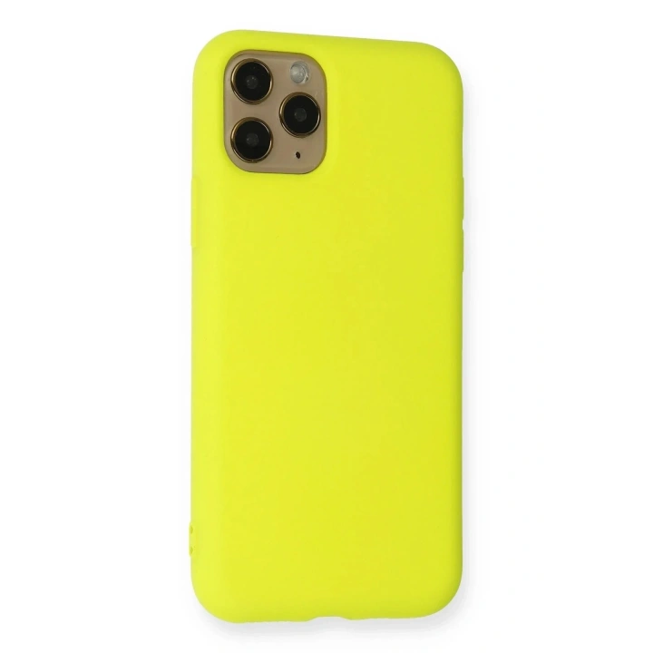 Mey İthalat®  iPhone 11 Pro Kılıf Nano içi Kadife Silikon - Sarı