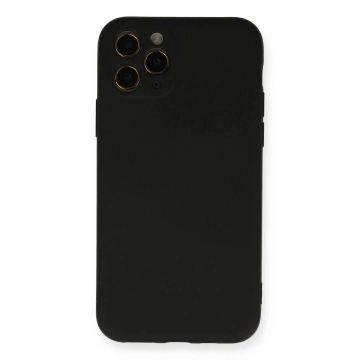 Mey İthalat®  iPhone 11 Pro Kılıf Nano içi Kadife Silikon - Siyah
