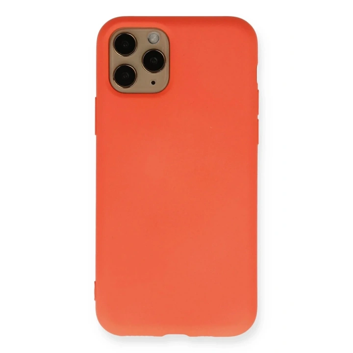 Mey İthalat®  iPhone 11 Pro Kılıf Nano içi Kadife Silikon - Turuncu