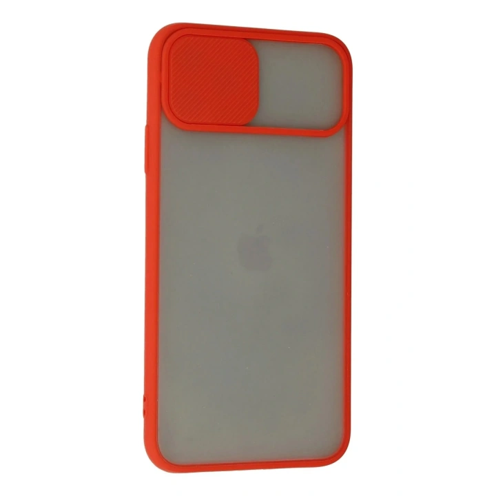 Mey İthalat®  iPhone 11 Pro Kılıf Palm Buzlu Kamera Sürgülü Silikon - Kırmızı