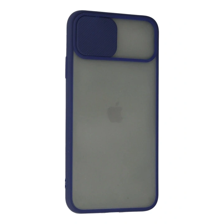 Mey İthalat®  iPhone 11 Pro Kılıf Palm Buzlu Kamera Sürgülü Silikon - Lacivert