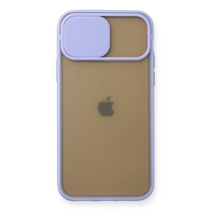Mey İthalat®  iPhone 11 Pro Kılıf Palm Buzlu Kamera Sürgülü Silikon - Lila