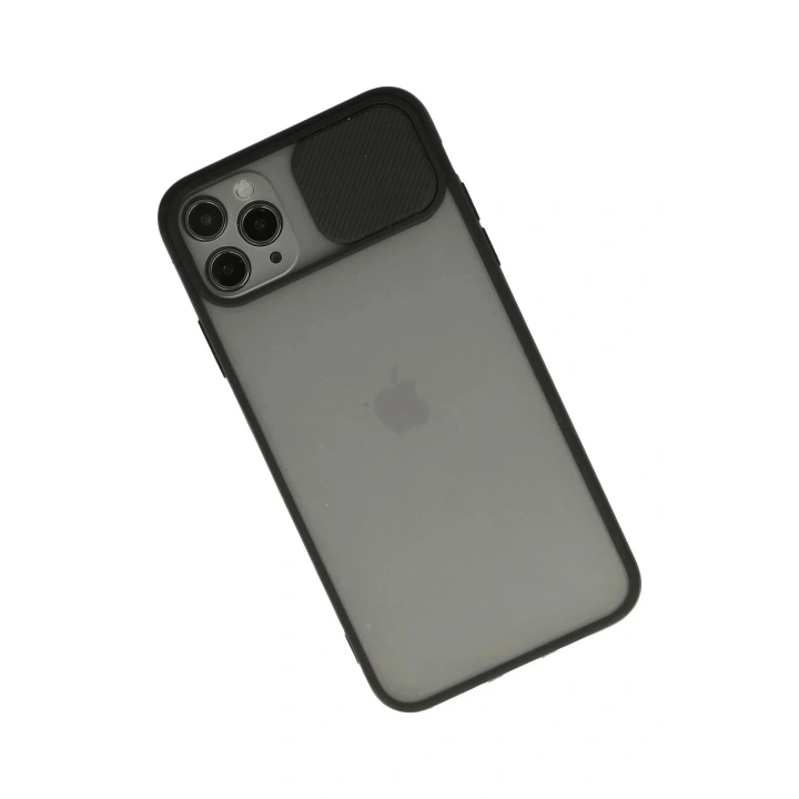 Mey İthalat®  iPhone 11 Pro Kılıf Palm Buzlu Kamera Sürgülü Silikon - Siyah