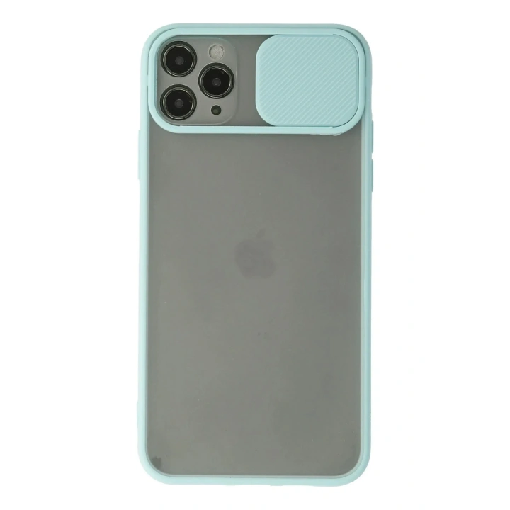 Mey İthalat®  iPhone 11 Pro Kılıf Palm Buzlu Kamera Sürgülü Silikon - Turkuaz