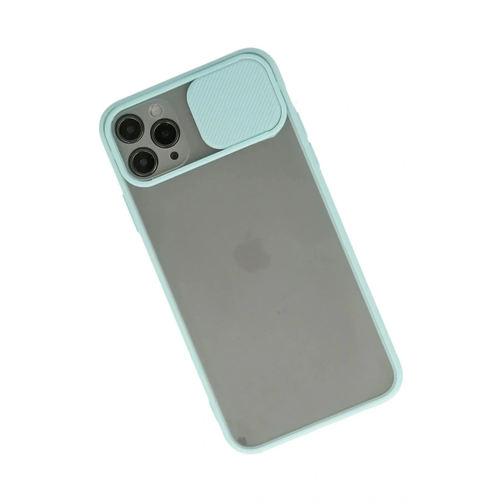 Mey İthalat®  iPhone 11 Pro Kılıf Palm Buzlu Kamera Sürgülü Silikon - Turkuaz