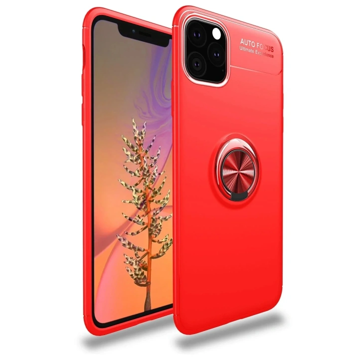 Mey İthalat®  iPhone 11 Pro Kılıf Range Yüzüklü Silikon - Kırmızı