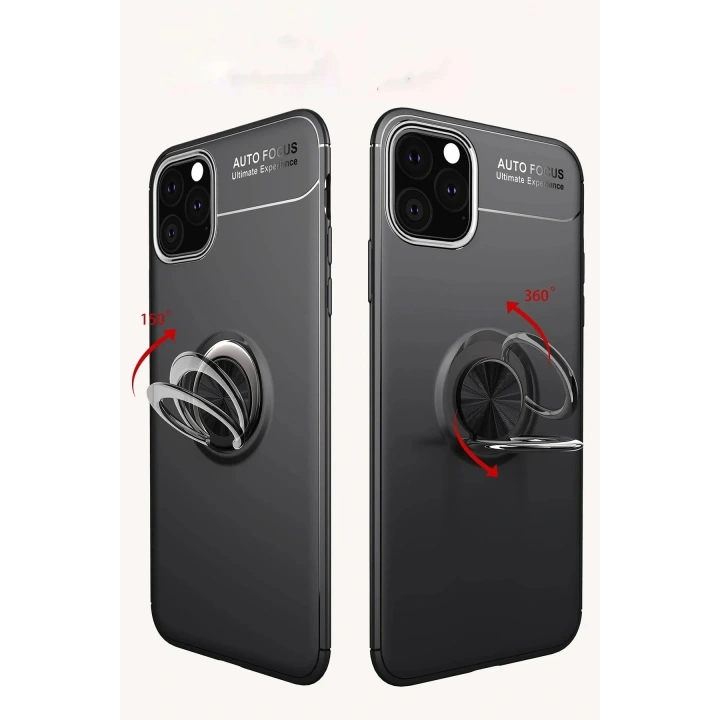 Mey İthalat®  iPhone 11 Pro Kılıf Range Yüzüklü Silikon - Mavi