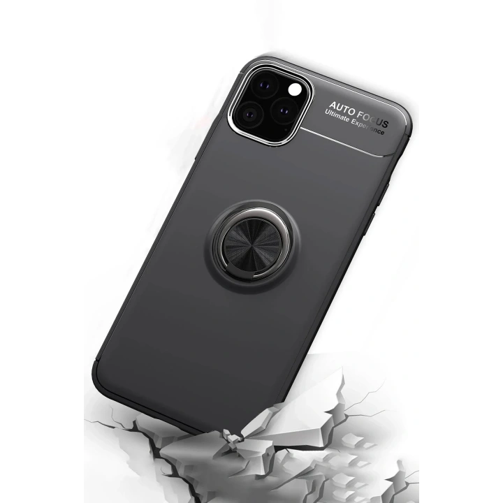 Mey İthalat®  iPhone 11 Pro Kılıf Range Yüzüklü Silikon - Mavi