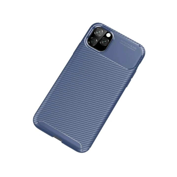 Mey İthalat®  iPhone 11 Pro Max Kılıf Auto Focus Karbon Kapak - Lacivert