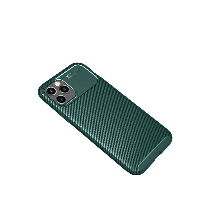 Mey İthalat®  iPhone 11 Pro Max Kılıf Auto Focus Karbon Kapak - Yeşil