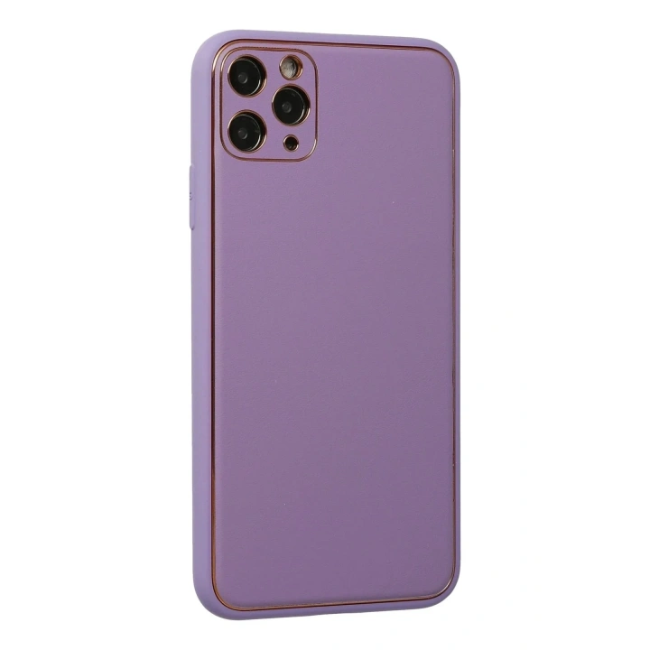 Mey İthalat®  iPhone 11 Pro Max Kılıf Coco Deri Silikon Kapak - Lila