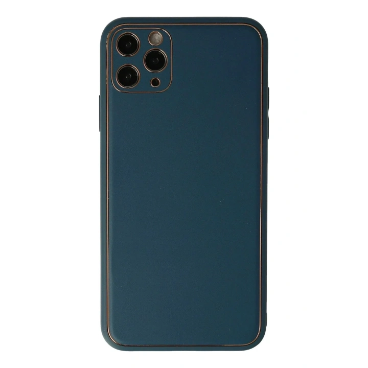 Mey İthalat®  iPhone 11 Pro Max Kılıf Coco Deri Silikon Kapak - Mavi