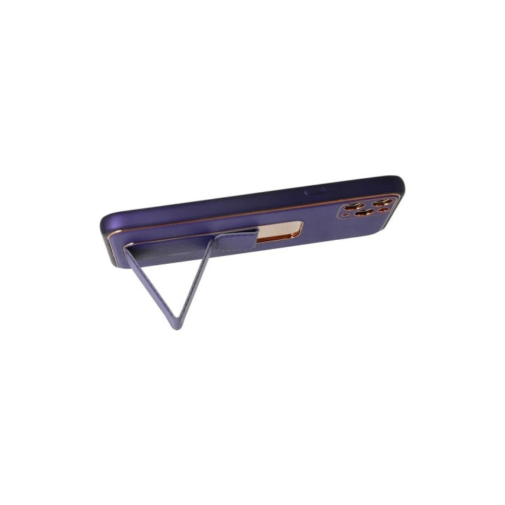 Mey İthalat®  iPhone 11 Pro Max Kılıf Coco Deri Standlı Kapak - Mor