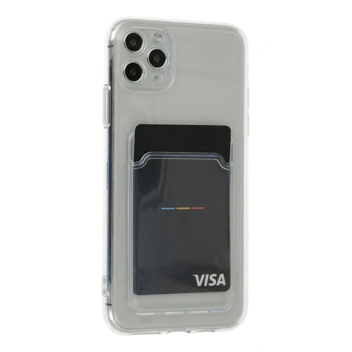 Mey İthalat®  iPhone 11 Pro Max Kılıf Kart Şeffaf Silikon - Şeffaf