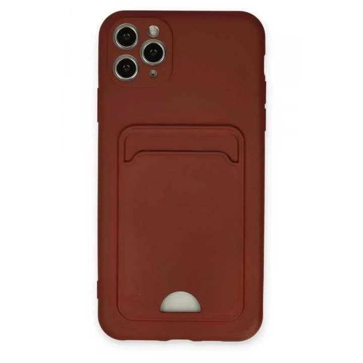 Mey İthalat®   iPhone 11 Pro Max Kılıf Kelvin Kartvizitli Silikon - Bordo
