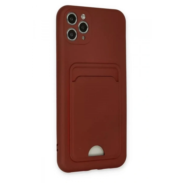 Mey İthalat®   iPhone 11 Pro Max Kılıf Kelvin Kartvizitli Silikon - Bordo