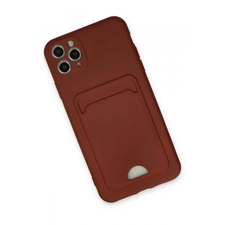 Mey İthalat®   iPhone 11 Pro Max Kılıf Kelvin Kartvizitli Silikon - Bordo