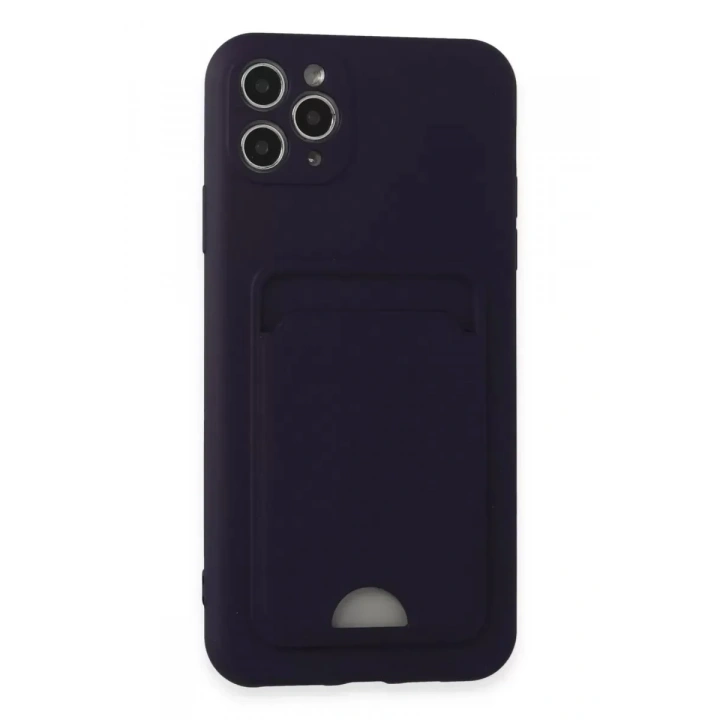 Mey İthalat®   iPhone 11 Pro Max Kılıf Kelvin Kartvizitli Silikon - Derin Mor