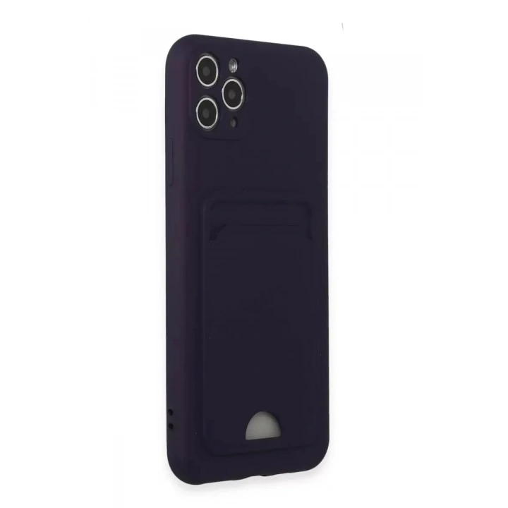 Mey İthalat®   iPhone 11 Pro Max Kılıf Kelvin Kartvizitli Silikon - Derin Mor