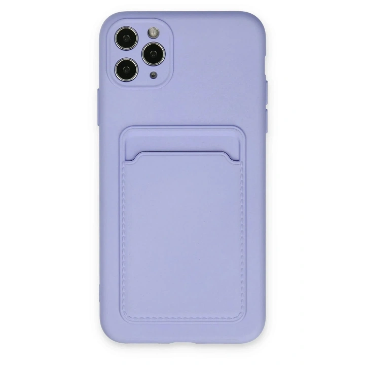 Mey İthalat®  iPhone 11 Pro Max Kılıf Kelvin Kartvizitli Silikon - Lila