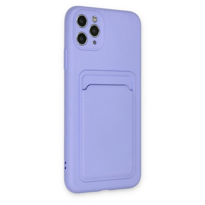 Mey İthalat®  iPhone 11 Pro Max Kılıf Kelvin Kartvizitli Silikon - Lila
