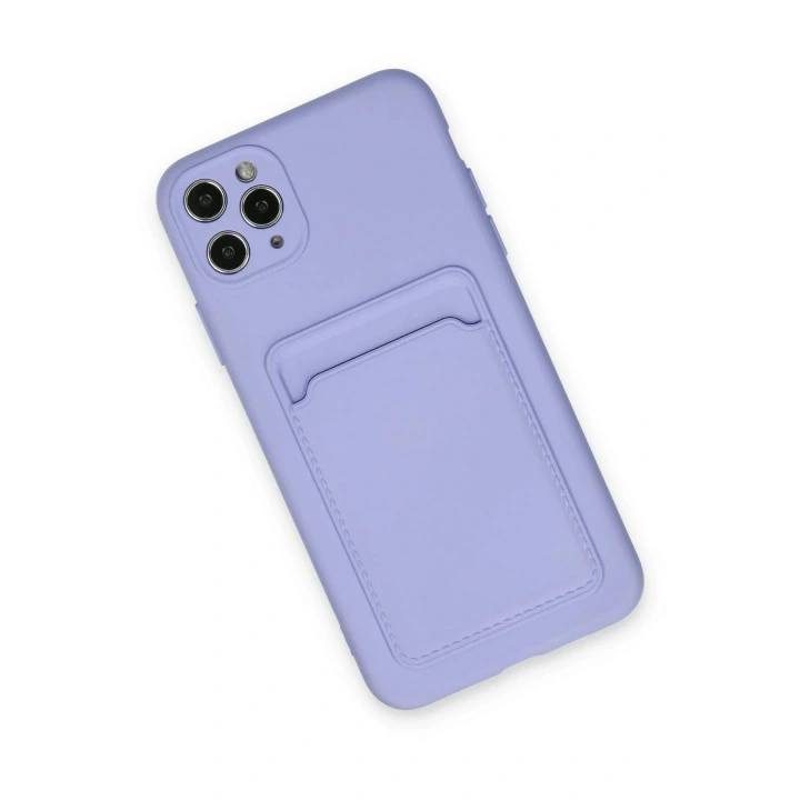 Mey İthalat®  iPhone 11 Pro Max Kılıf Kelvin Kartvizitli Silikon - Lila