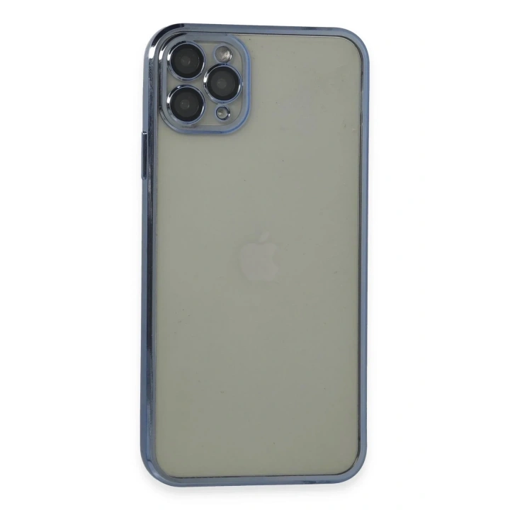 Mey İthalat®  iPhone 11 Pro Max Kılıf  Lensli Silikon - Açık Mavi