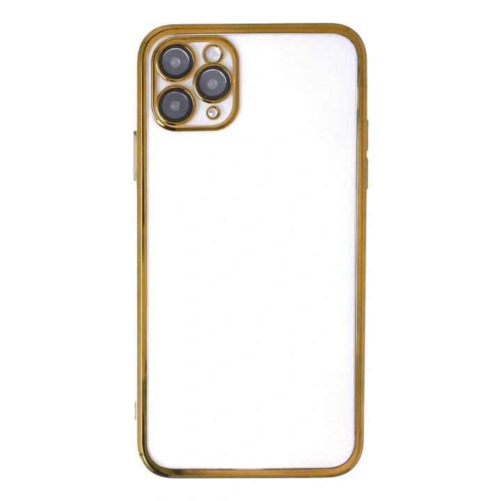 Mey İthalat®  iPhone 11 Pro Max Kılıf  Lensli Silikon - Gold