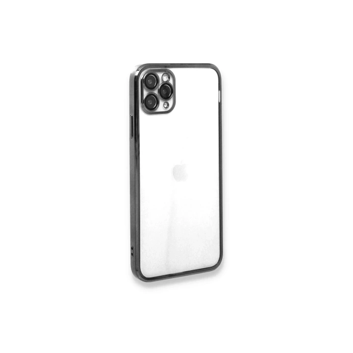 Mey İthalat®  iPhone 11 Pro Max Kılıf  Lensli Silikon - Gümüş