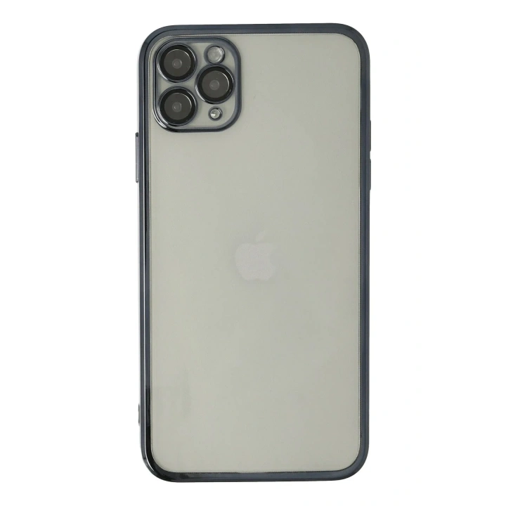 Mey İthalat®  iPhone 11 Pro Max Kılıf  Lensli Silikon - Siyah