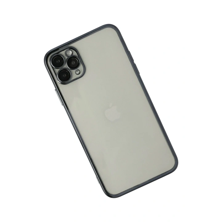 Mey İthalat®  iPhone 11 Pro Max Kılıf  Lensli Silikon - Siyah