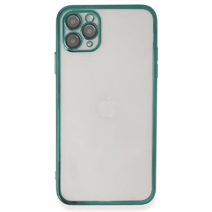 Mey İthalat®  iPhone 11 Pro Max Kılıf  Lensli Silikon - Yeşil