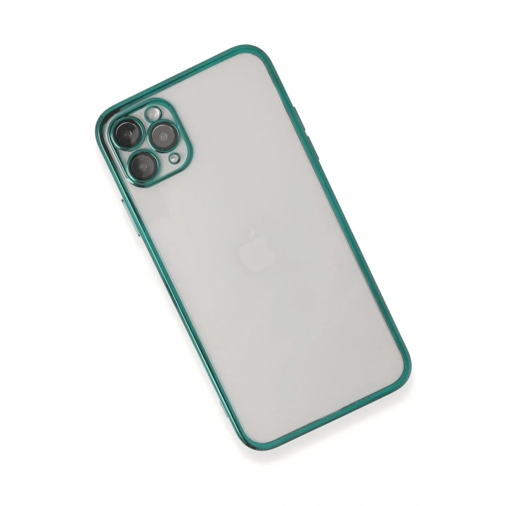Mey İthalat®  iPhone 11 Pro Max Kılıf  Lensli Silikon - Yeşil