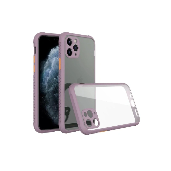 Mey İthalat®  iPhone 11 Pro Max Kılıf Miami Şeffaf Silikon - Açık Mor