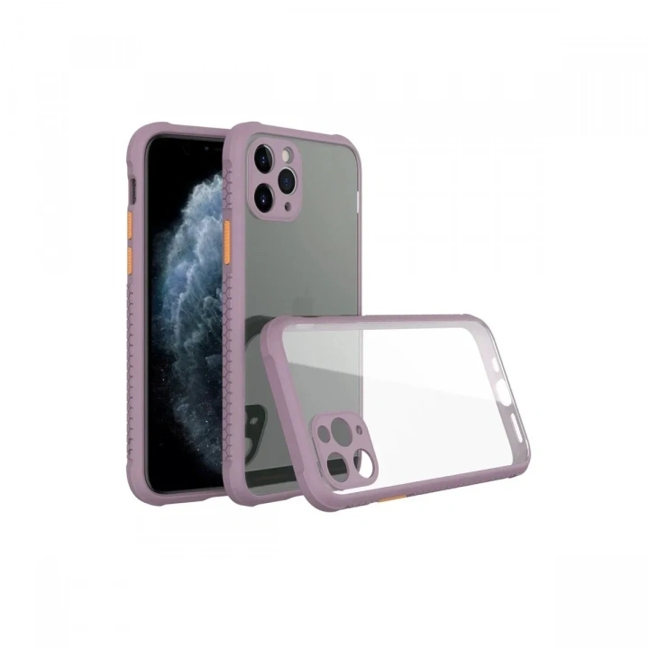 Mey İthalat®  iPhone 11 Pro Max Kılıf Miami Şeffaf Silikon - Açık Mor