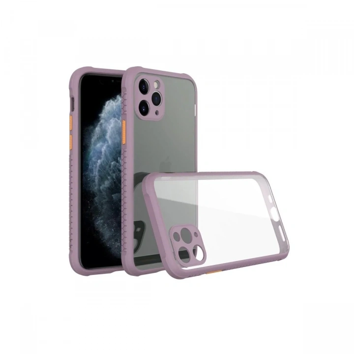 Mey İthalat®  iPhone 11 Pro Max Kılıf Miami Şeffaf Silikon - Açık Mor