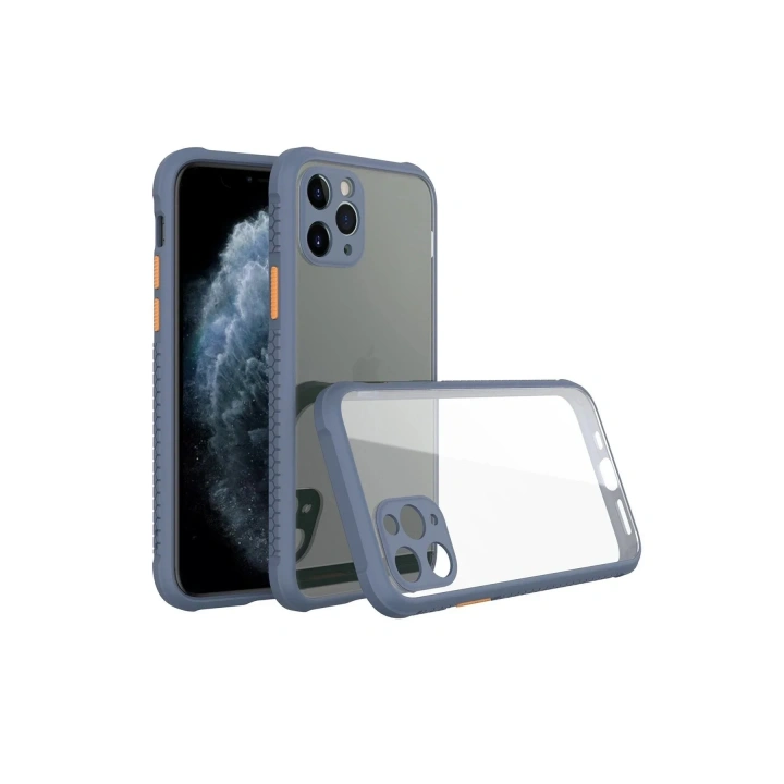 Mey İthalat®  iPhone 11 Pro Max Kılıf Miami Şeffaf Silikon - Gri