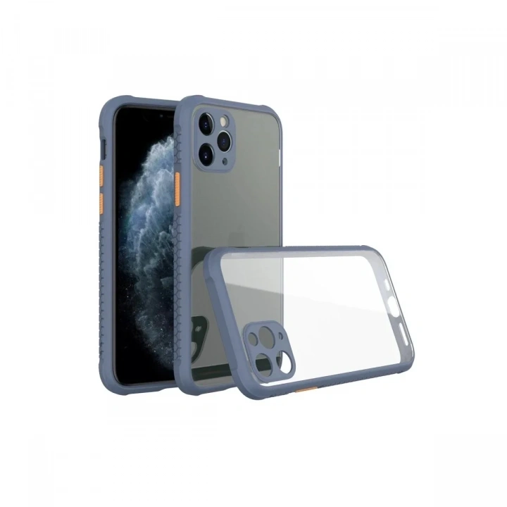 Mey İthalat®  iPhone 11 Pro Max Kılıf Miami Şeffaf Silikon - Gri