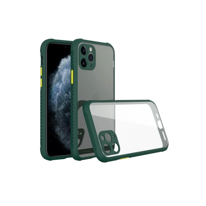 Mey İthalat®  iPhone 11 Pro Max Kılıf Miami Şeffaf Silikon - Koyu Yeşil
