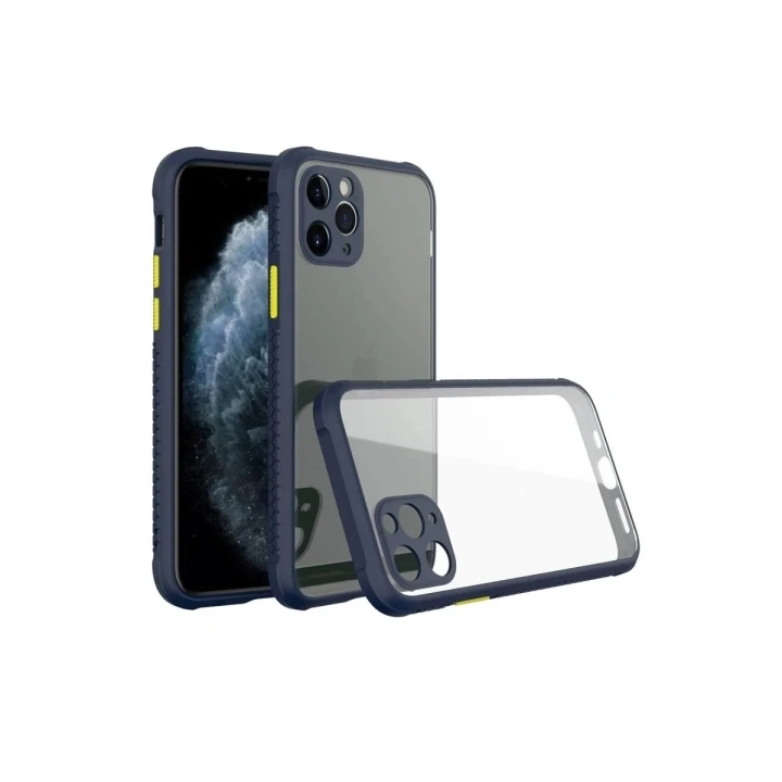 Mey İthalat®  iPhone 11 Pro Max Kılıf Miami Şeffaf Silikon - Lacivert