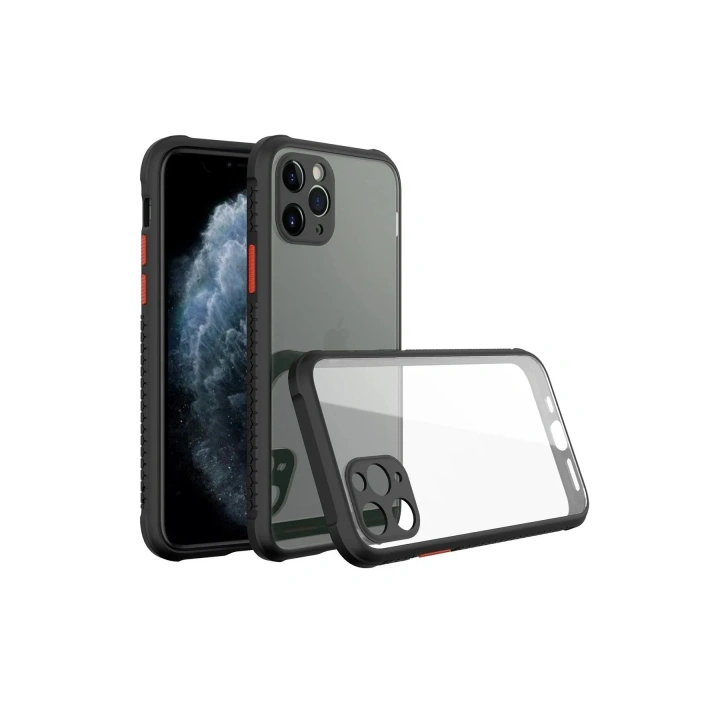 Mey İthalat®  iPhone 11 Pro Max Kılıf Miami Şeffaf Silikon - Siyah