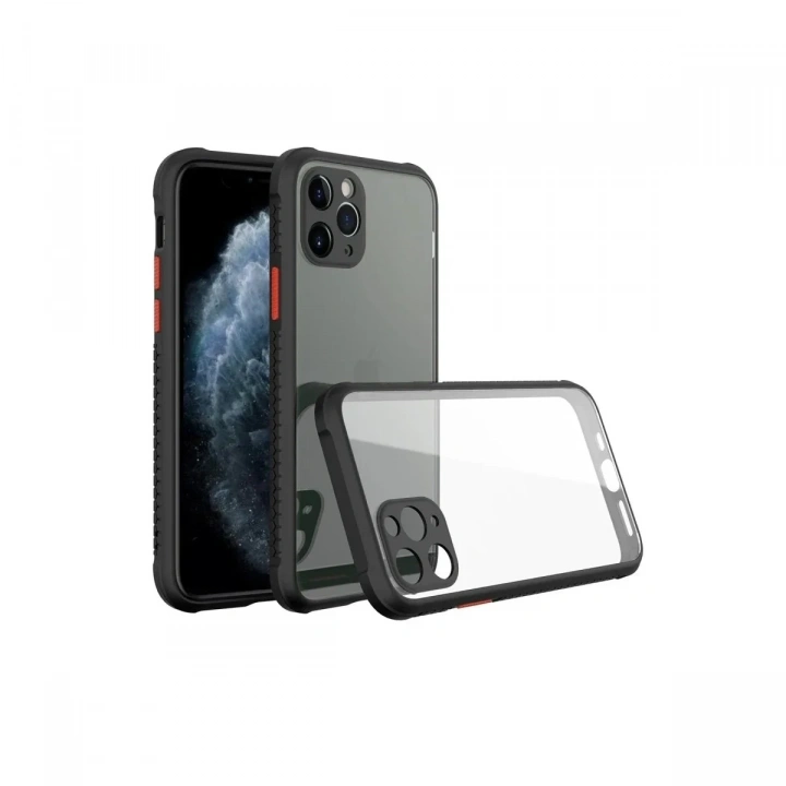Mey İthalat®  iPhone 11 Pro Max Kılıf Miami Şeffaf Silikon - Siyah
